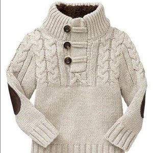 Baby Gap Elbow Patch Mockneck Sweater Cable Knit